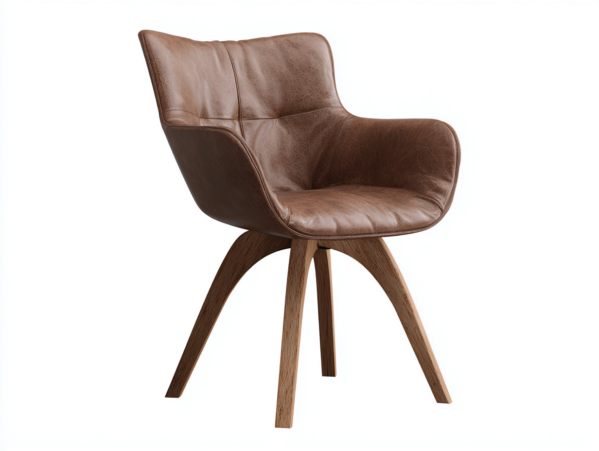 Sedia da pranzo in cuir synthétique brun con base in legno 60x62x82 cm - design moderno per sala da pranzo