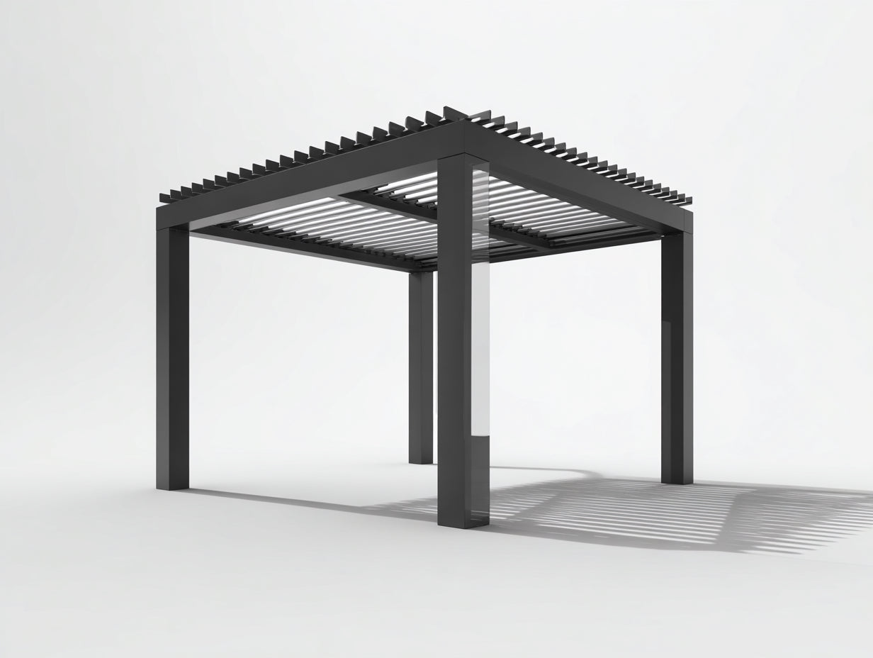 Pergola da giardino in metallo 350x350x250 cm - nero - per esterno design moderno
