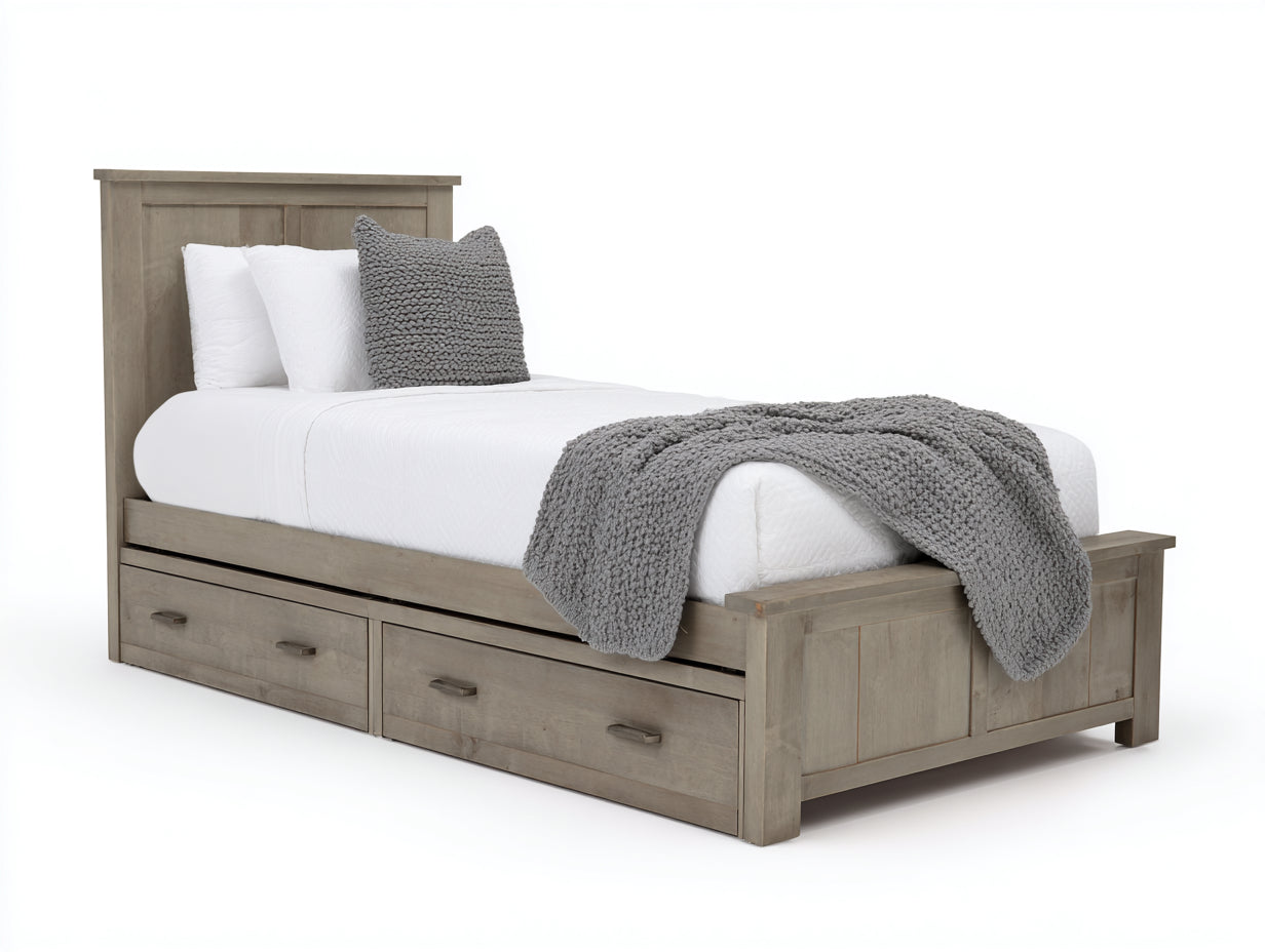 Letto singolo in legno ingegnerizzato con cassetti 210x103x101 cm - grigio chiaro - stile moderno per camera da letto