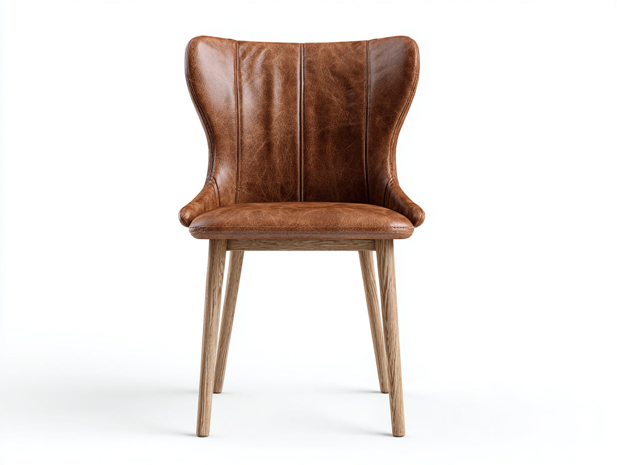 Sedia da pranzo in similpelle marrone e legno 55x58x85 cm per sala da pranzo - stile moderno