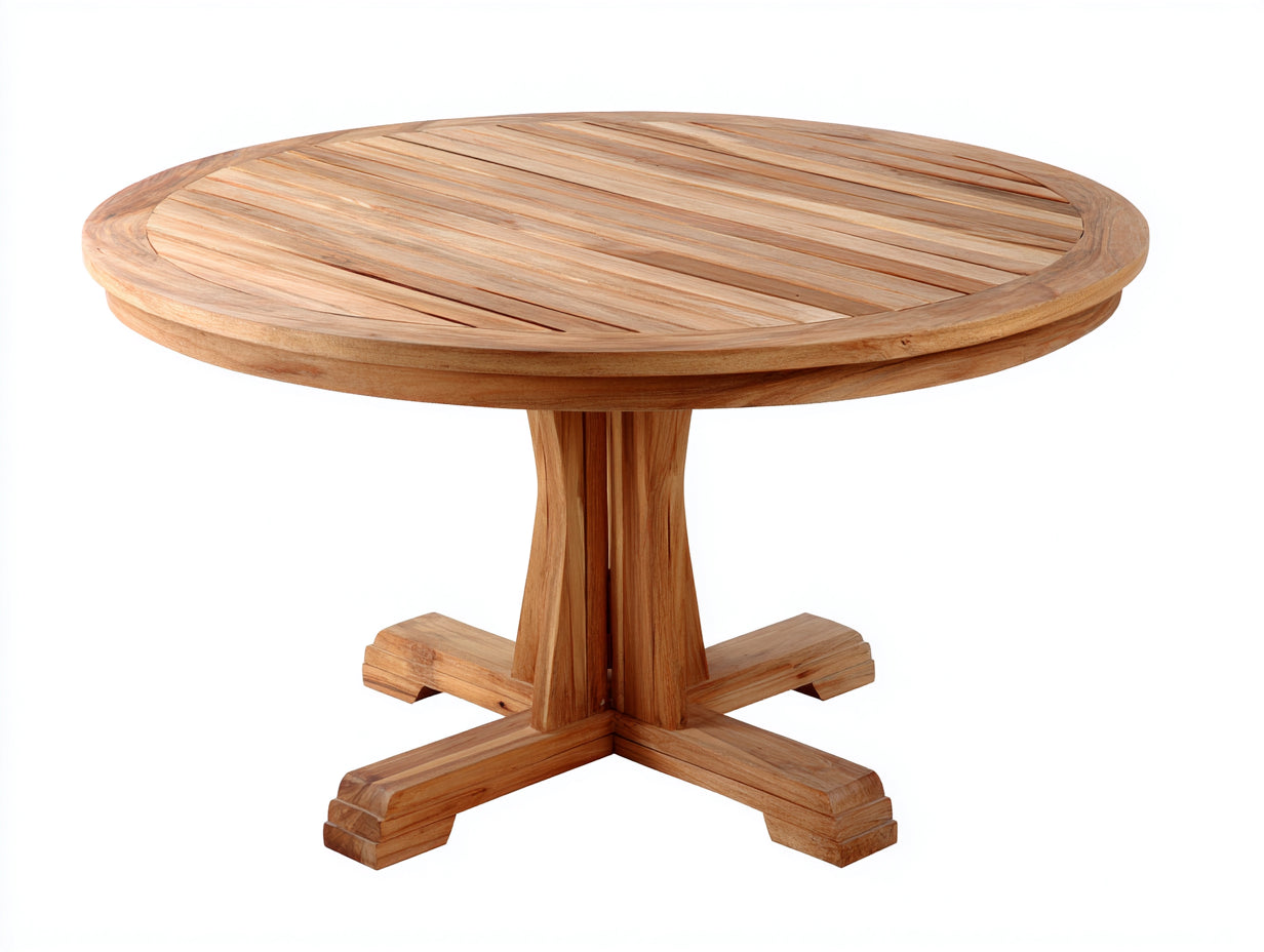 Tavolo da giardino rotondo in legno 110x110x75 cm - marrone naturale - per esterno stile classico