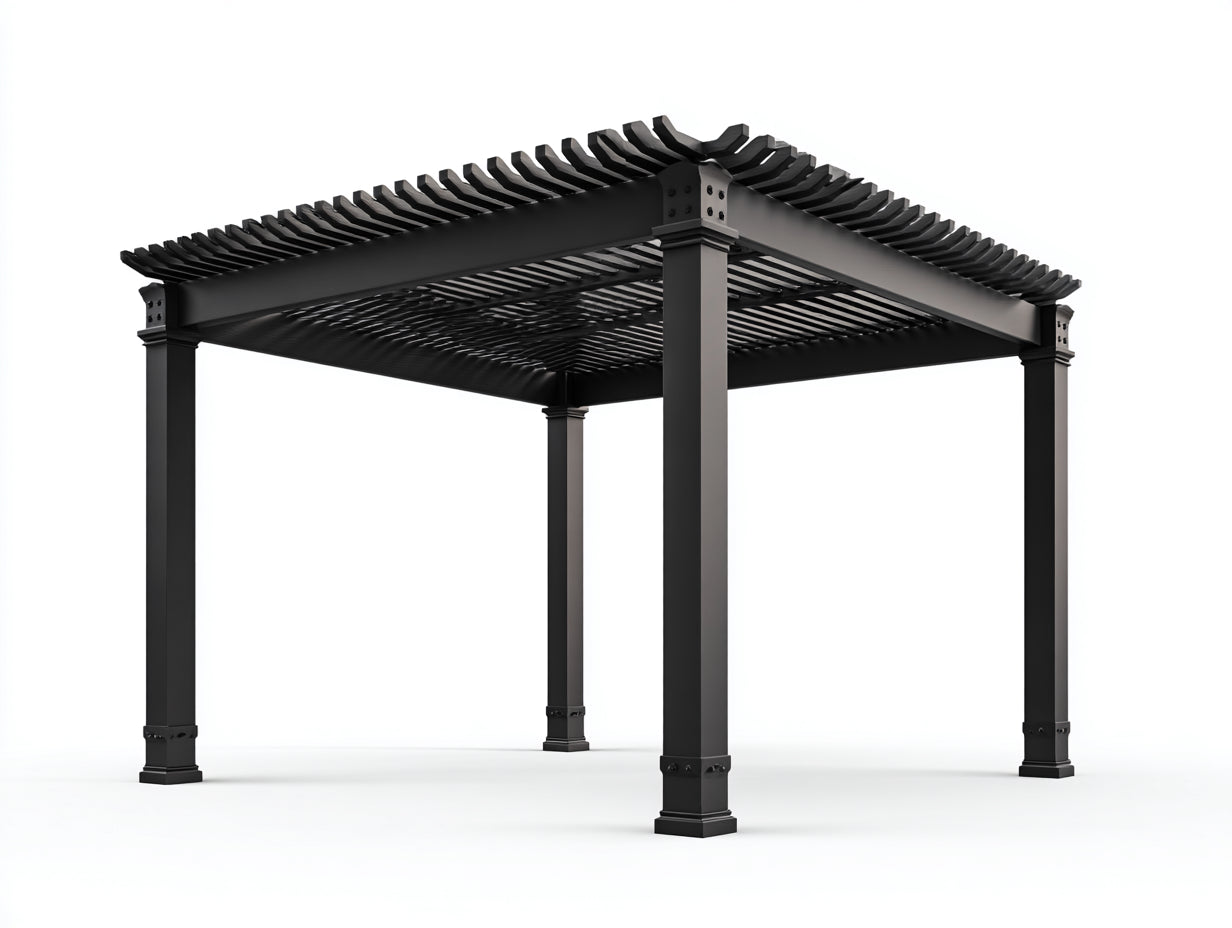 Pergola da giardino in metallo 300x300x250 cm - nero - per esterno design moderno