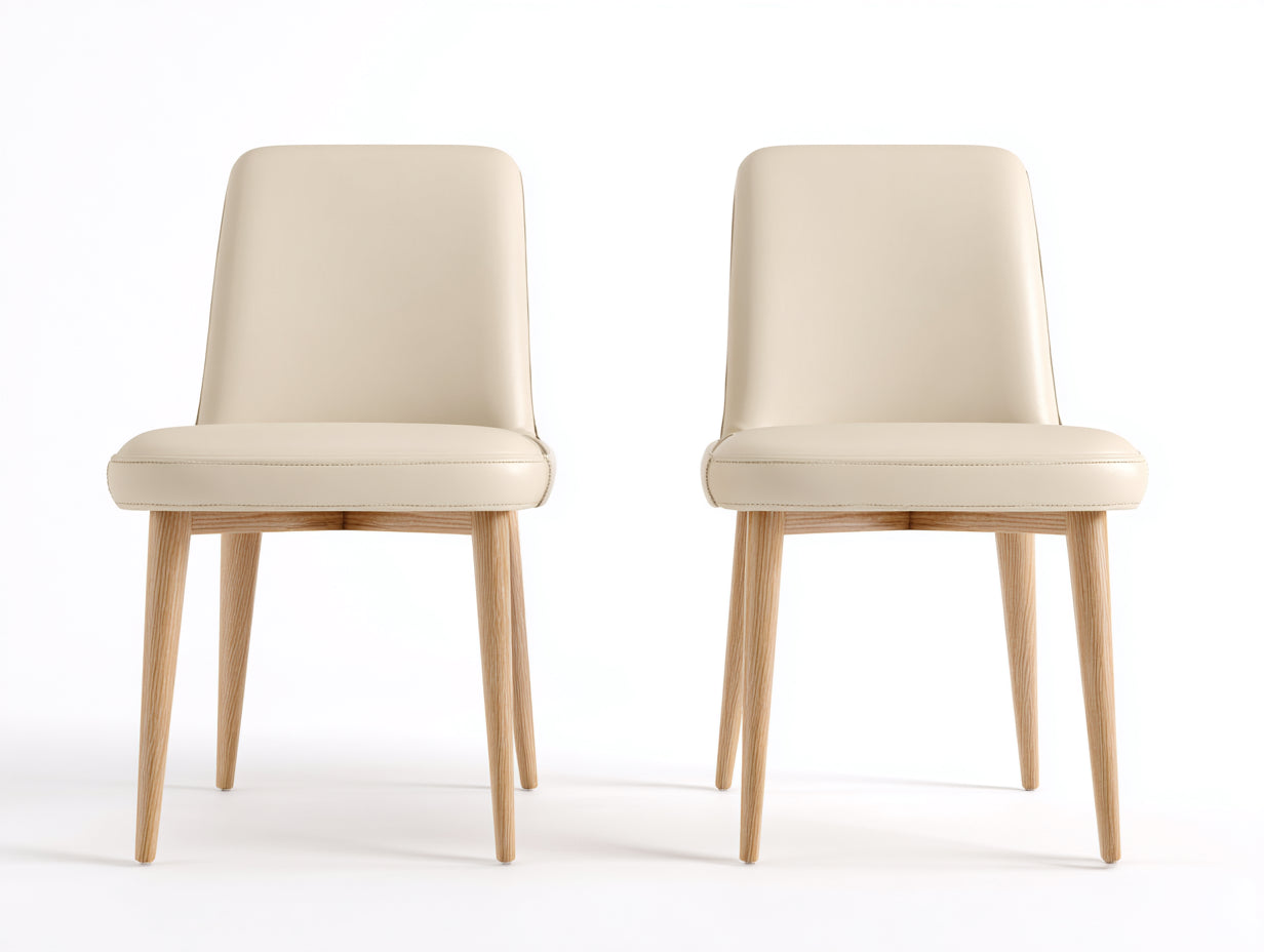 Sedia da pranzo in similpelle crema e legno 50x52x80 cm per sala da pranzo - stile moderno