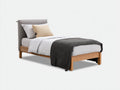 Letto singolo in legno e tessuto 208x103x110 cm - rovere chiaro - design moderno per camera da letto