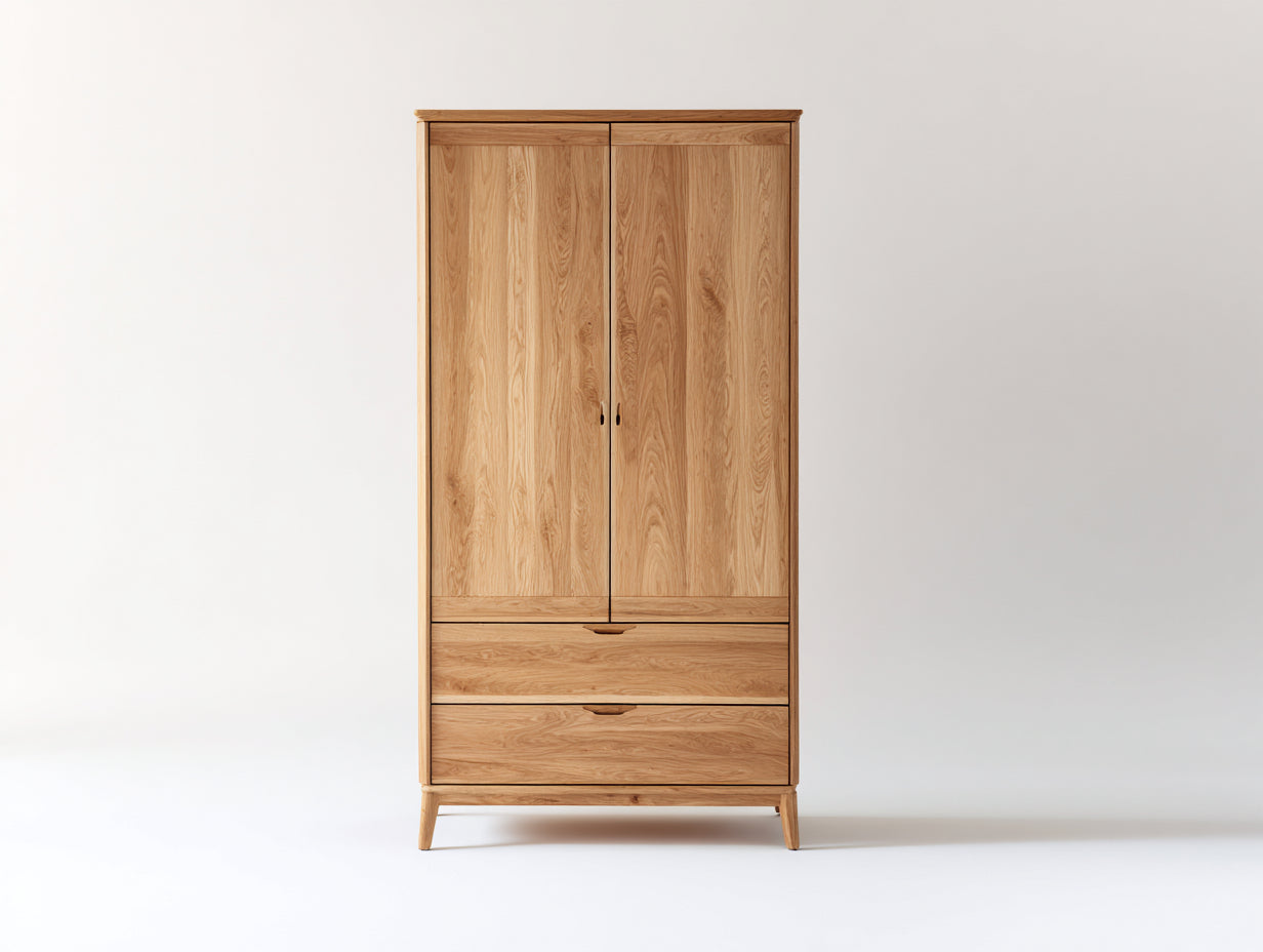 Armadio in legno rovere naturale 115x55x185 cm per camera da letto - stile moderno