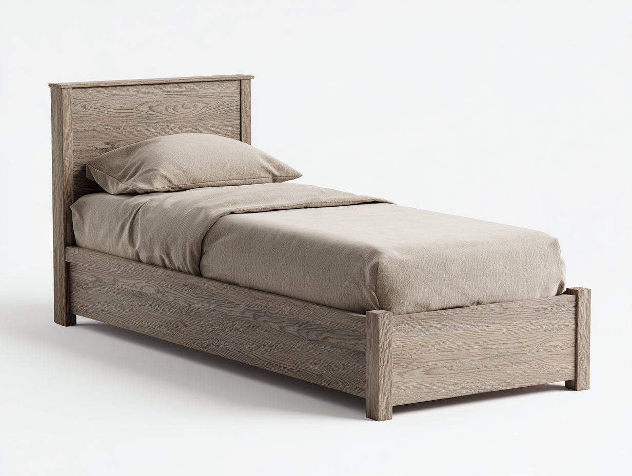 Letto singolo in legno massello 204x101x98 cm - rovere chiaro - stile moderno per camera da letto