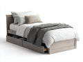 Letto singolo in legno massello con cassetti 205x101x94 cm - grigio chiaro - stile moderno per camera da letto