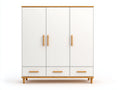 Armadio in legno bianco e rovere 145x55x190 cm per camera da letto - stile moderno