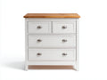 Cassettiera in legno bianco e naturale 95x45x90 cm per camera da letto - stile country moderno
