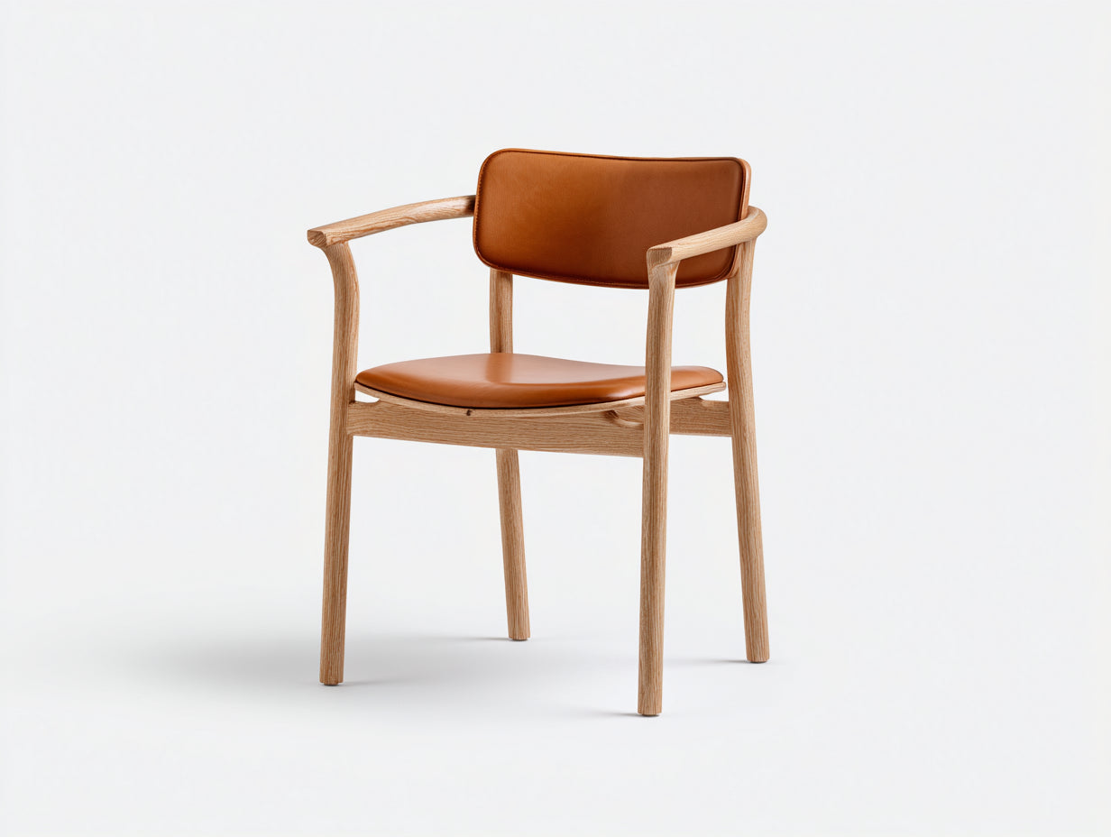 Sedia da pranzo in legno e similpelle marrone 58x60x78 cm per sala da pranzo - stile moderno