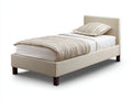 Letto singolo imbottito in tessuto 205x101x96 cm - beige chiaro - stile moderno per camera da letto