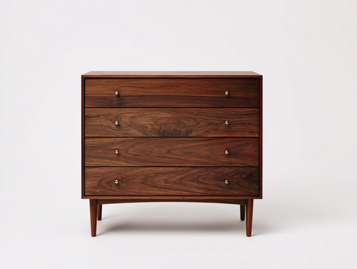 Cassettiera in legno effetto noce 105x45x88 cm per camera da letto - stile moderno