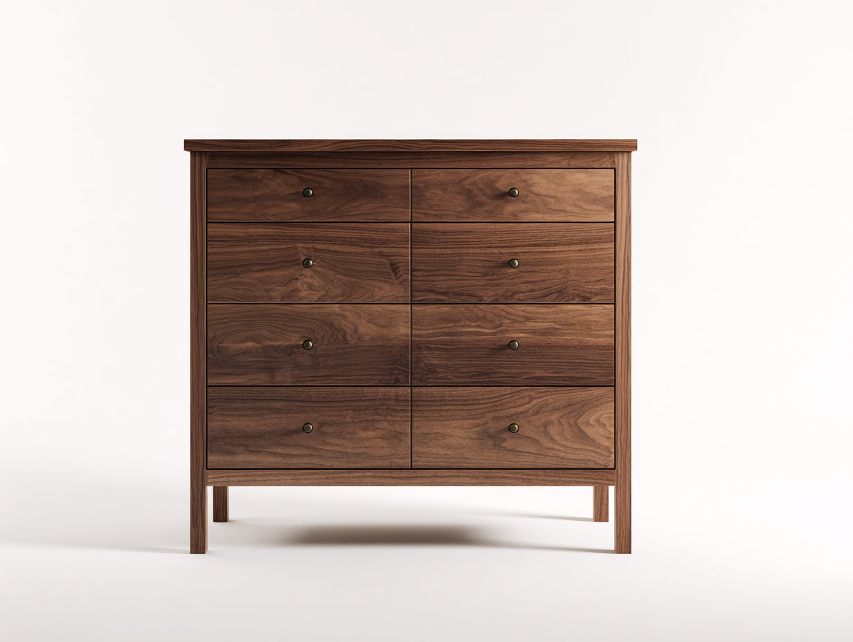 Cassettiera in legno effetto noce 120x45x95 cm per camera da letto - stile classico moderno