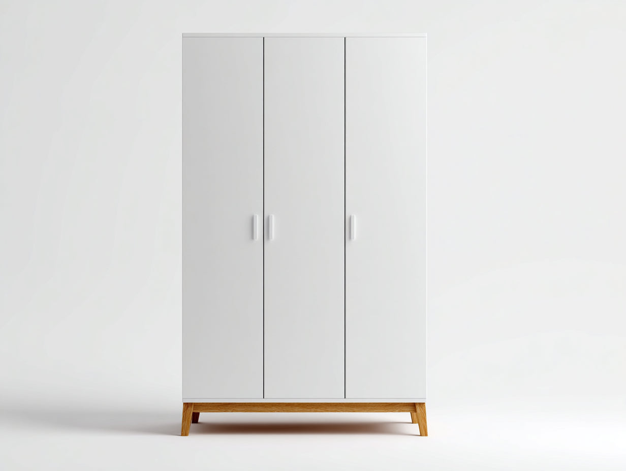 Armadio in legno bianco e naturale 120x55x185 cm per camera da letto - stile moderno