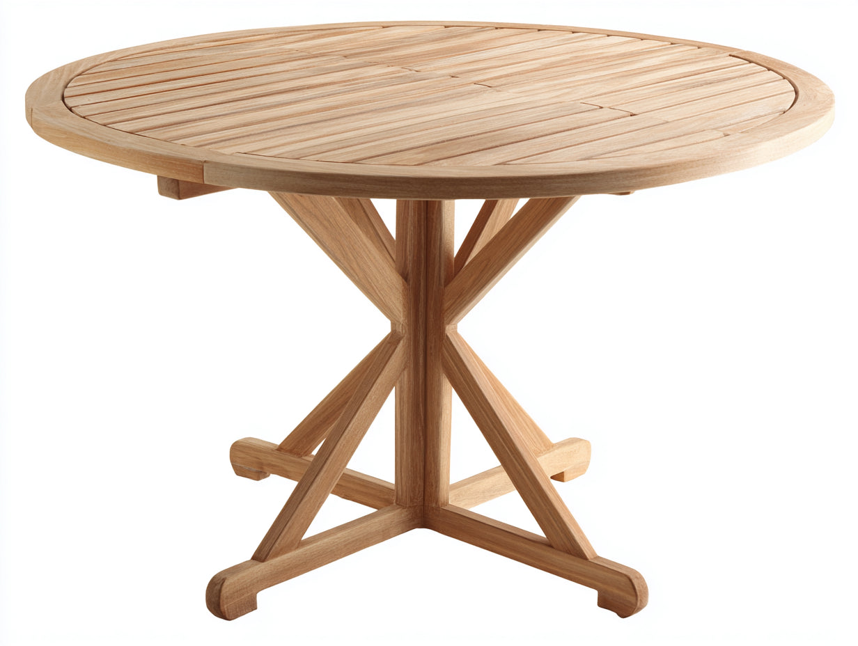 Tavolo da giardino rotondo in legno 110x110x75 cm - naturale - per esterno stile classico