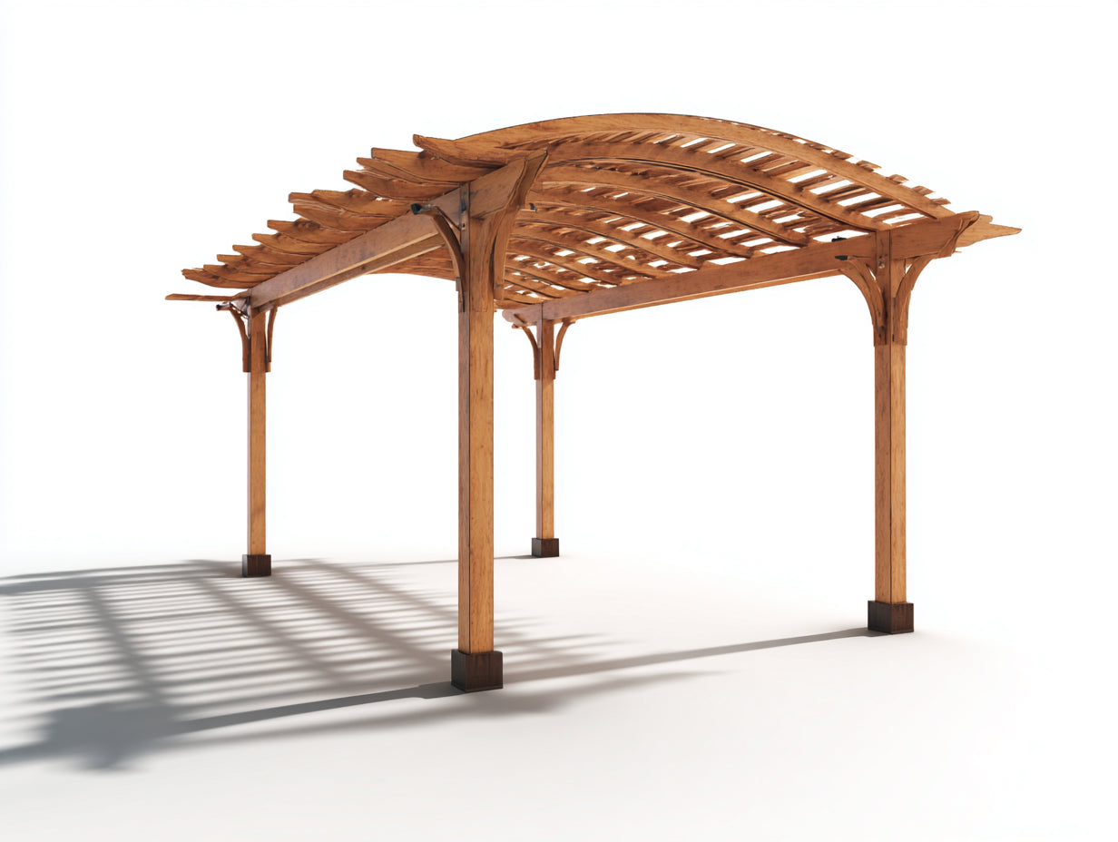 Pergola da giardino in legno 400x300x240 cm - marrone-nero - tetto curvo per esterno