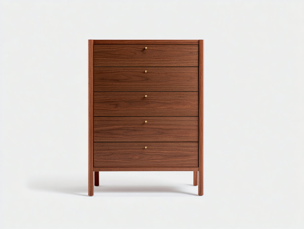 Cassettiera in legno effetto noce 80x42x115 cm per camera da letto - stile moderno
