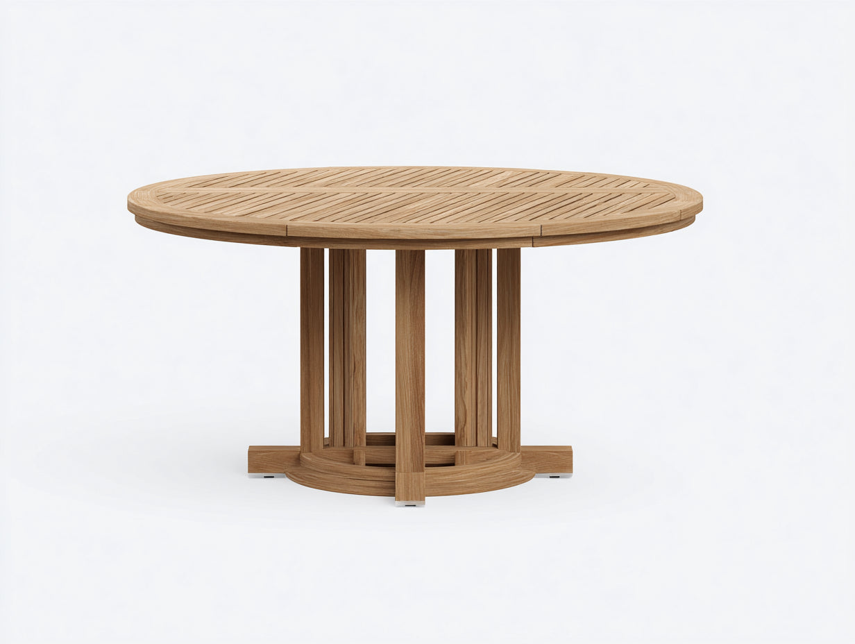 Tavolo da giardino rotondo in legno 120x120x75 cm - naturale - per esterno stile classico