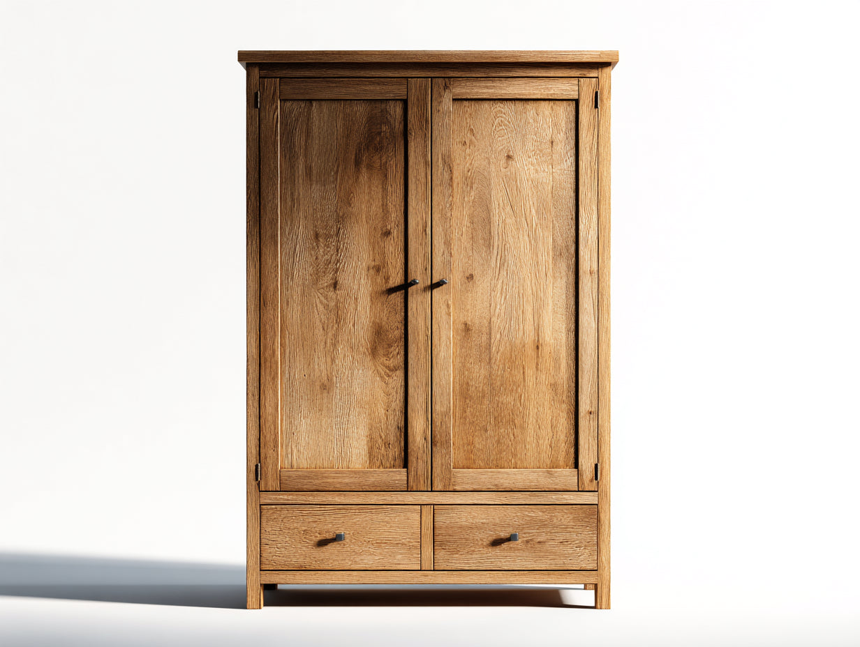 Armadio in legno rovere naturale 120x55x180 cm per camera da letto - stile rustico