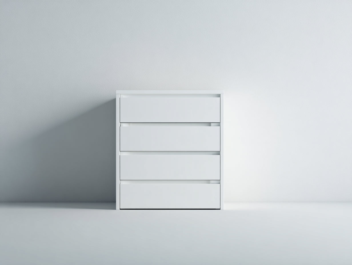 Cassettiera in legno bianco 75x40x95 cm per camera da letto - stile moderno