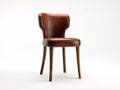 Sedia da pranzo in cuir synthétique brun con gambe in legno 52x58x84 cm - design vintage per sala da pranzo