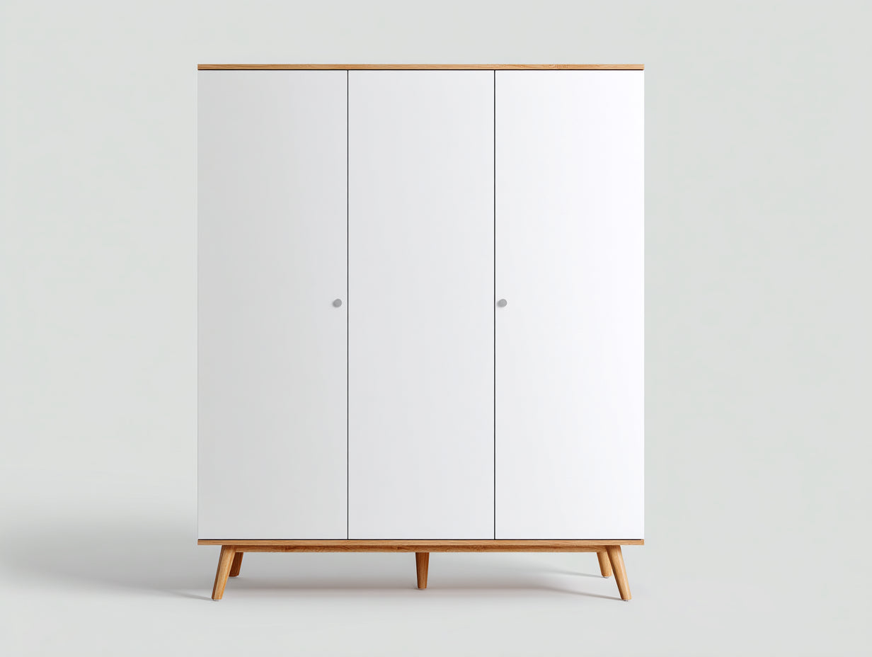 Armadio in legno bianco e rovere 135x55x185 cm per camera da letto - stile moderno