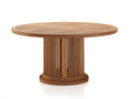 Tavolo da giardino rotondo in legno 135x135x75 cm - marrone naturale - adatto per esterno - design moderno con base a doghe