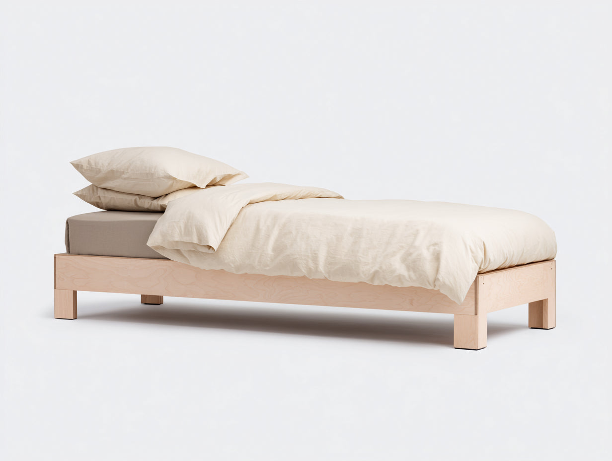 Letto singolo in legno massello 201x98x42 cm - legno chiaro - stile minimalista per camera da letto