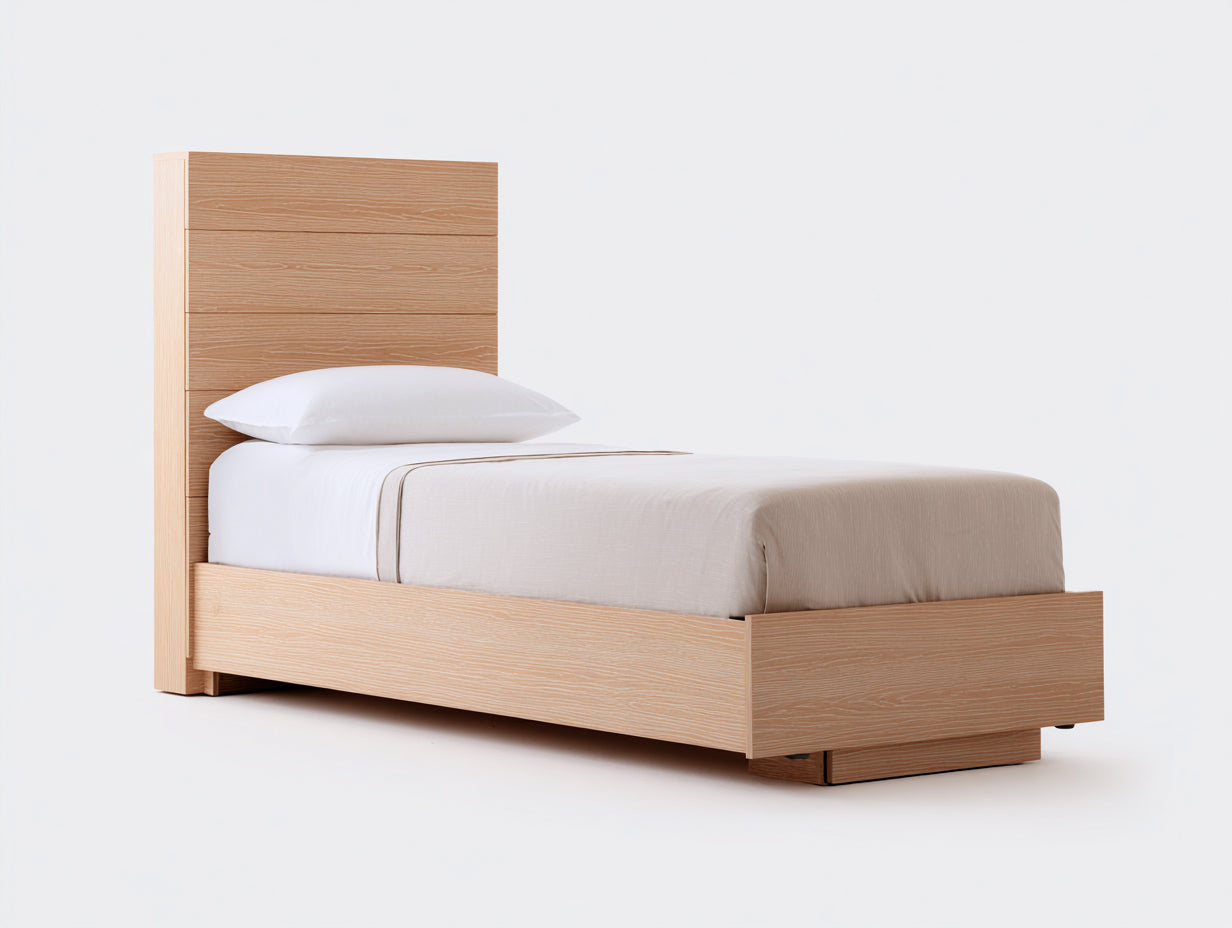 Letto singolo in legno ingegnerizzato 205x100x104 cm - rovere chiaro - stile moderno per camera da letto