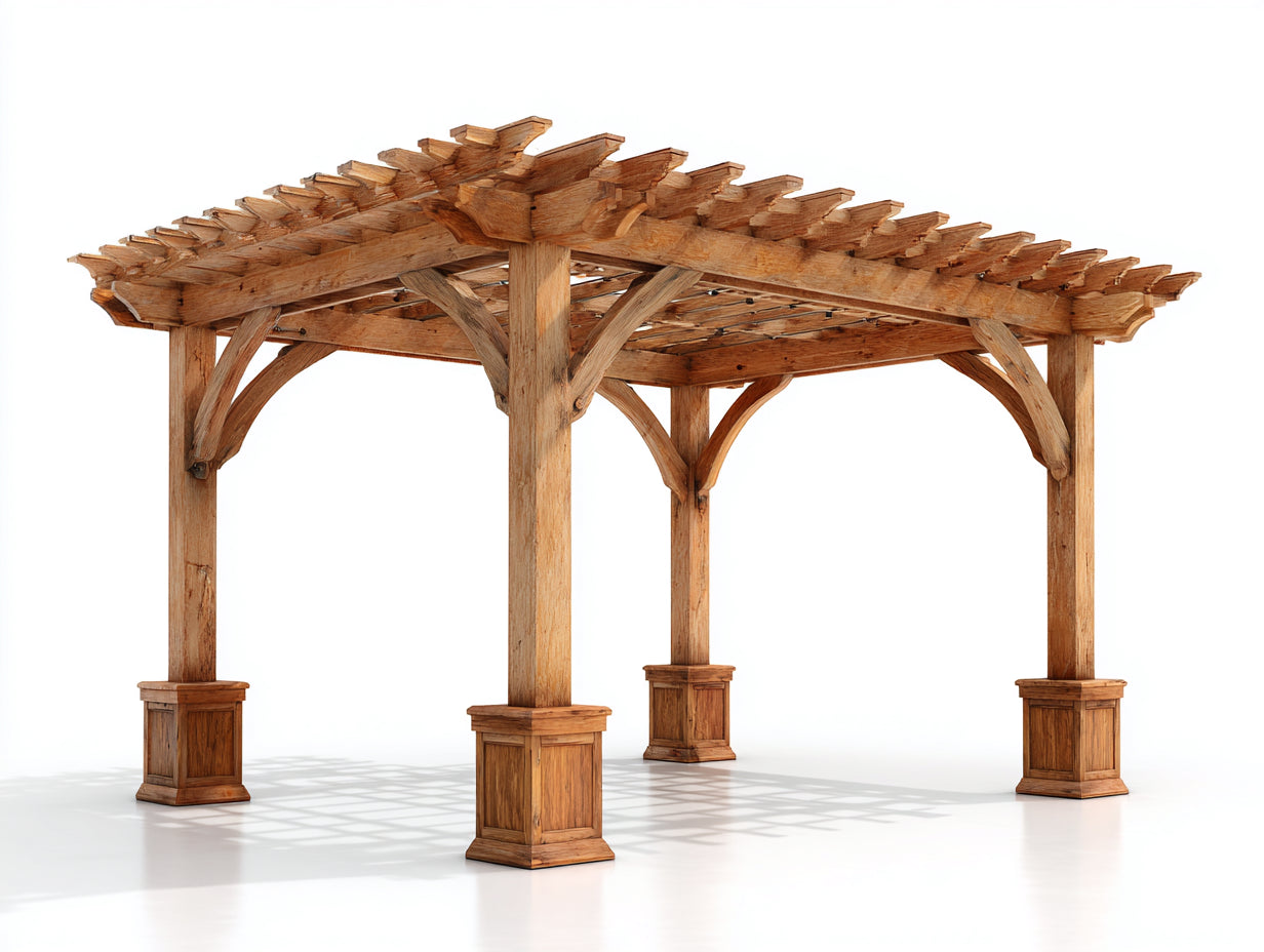 Pergola da giardino in legno 350x300x250 cm - marrone naturale - per esterno stile rustico
