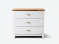 Cassettiera in legno bianco e naturale 90x45x82 cm per camera da letto - stile moderno
