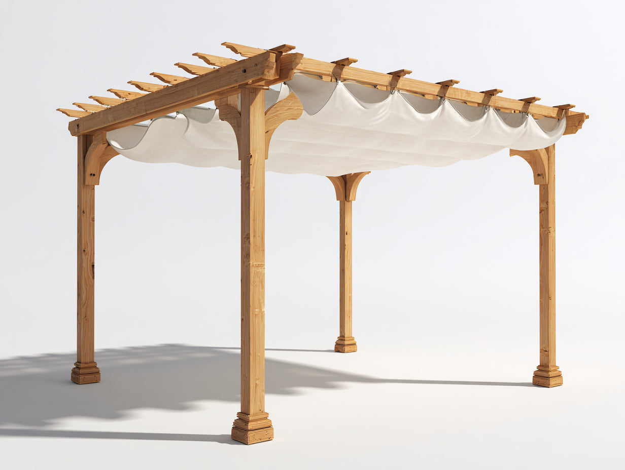 Pergola da giardino in legno 400x300x250 cm - marrone naturale-bianco - per esterno stile naturale