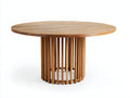 Tavolo da giardino rotondo in legno 120x120x75 cm - naturale - per esterno design moderno
